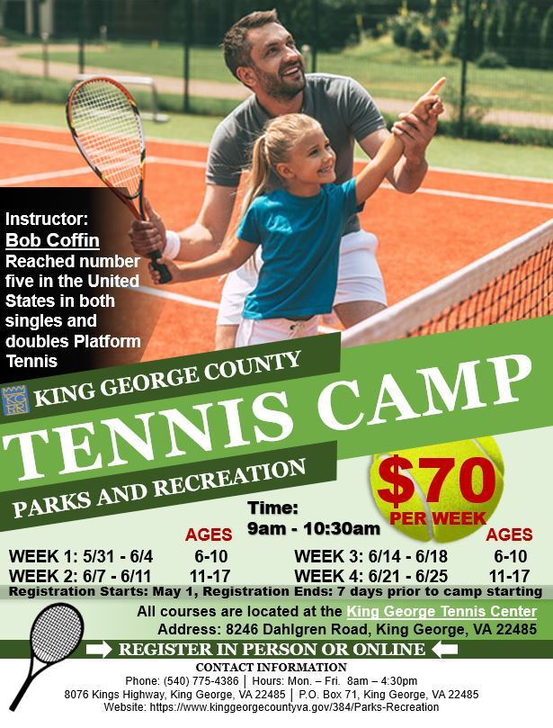 2021 Summer Tennis Camps flyer