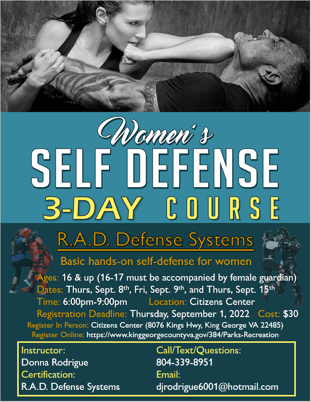 2022 Fall Womens Self-Defense Flyer